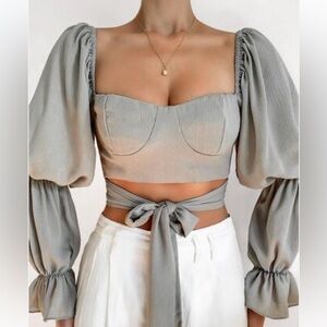 ShowPo olive Green Cottage crop top size 2